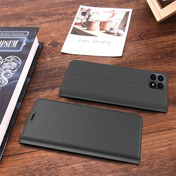 For Honor X8a 4G Cubierta Antirayazos Ranura para Tarjeta Funda de Teléfono Móvil de Cuero PU con Soporte - Negro