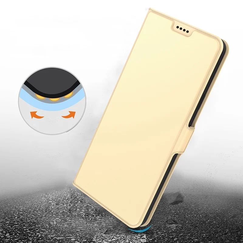 For Honor X8a 4G Anti-Scratch Cover Card Slot PU Leather Stand Cell Phone Case - Gold