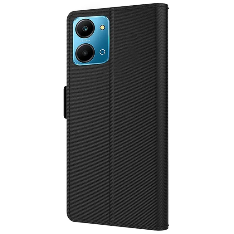 Custodia per telefono con specchio in pelle PU integrato per Honor Play7T 5G, slot per schede e supporto - Nero