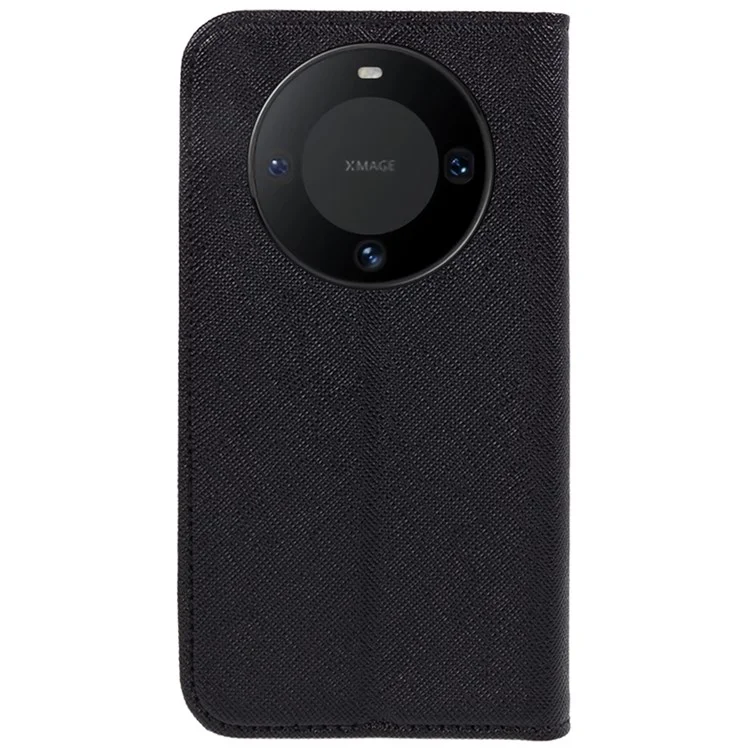 Per Huawei Mate 60 Custodia in pelle PU Wallet Stand Case Shockproof Cross Texture Cover per telefono - Nero
