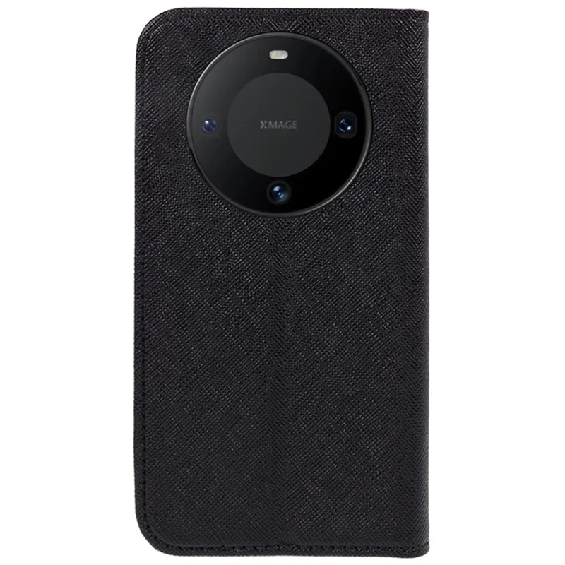 Pour Huawei Mate 60 Pro Stand Case Cross Texture Phone Cover Shockproof PU Leather Wallet - Noir