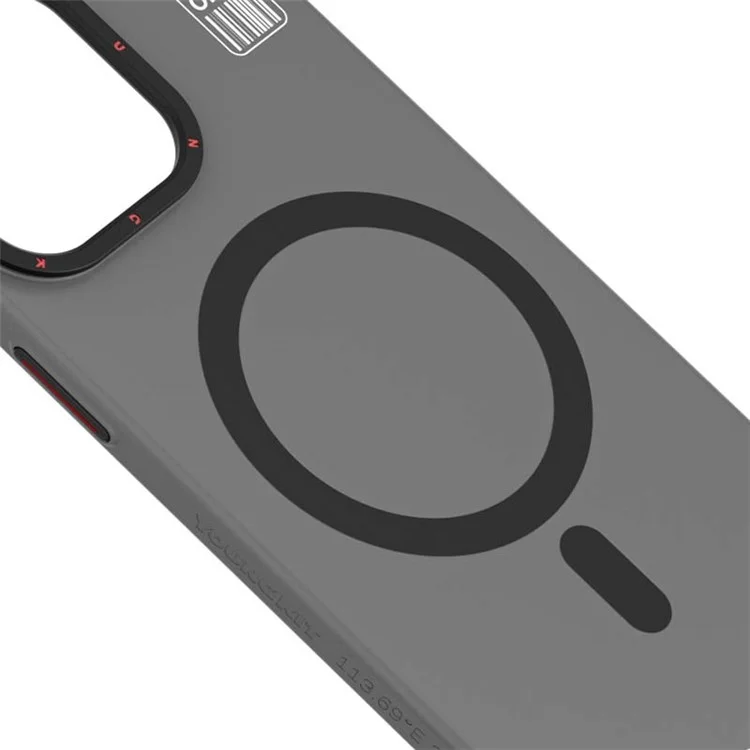 YOUNGKIT PC + TPU Phone Case for iPhone 15 Pro Kickstand Matte Anti-fingerprint Cover Compatible with MagSafe - Grey