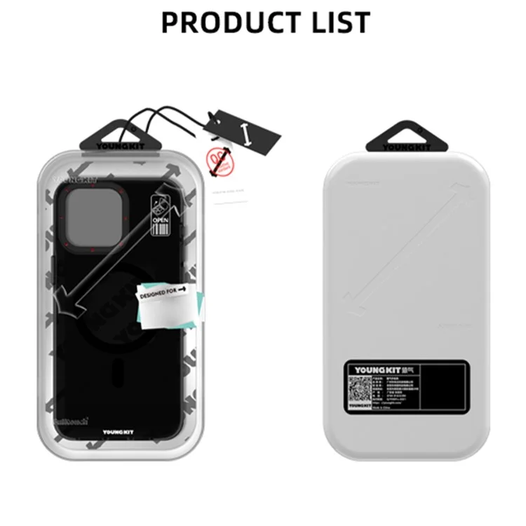 YOUNGKIT PC + TPU Phone Case for iPhone 15 Pro Kickstand Matte Anti-fingerprint Cover Compatible with MagSafe - Grey