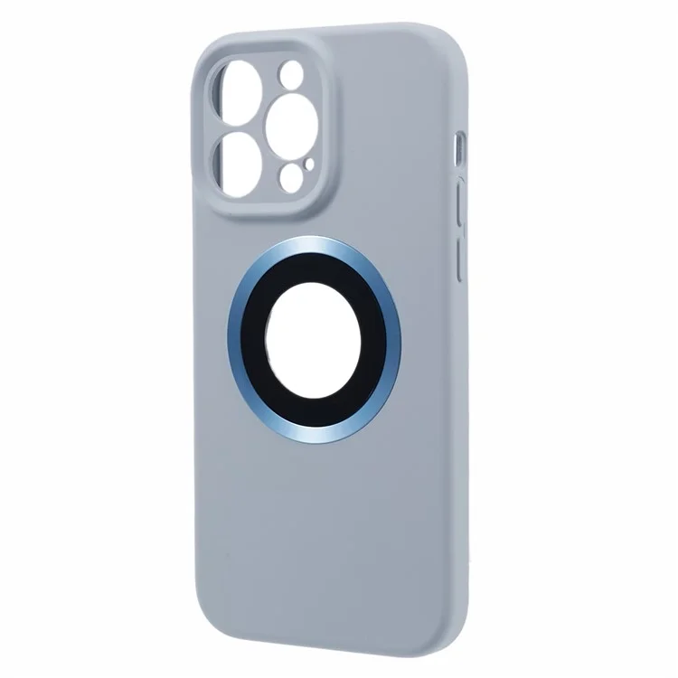 For iPhone 13 Pro Max 6.7 inch Slim Phone Case Compatible with MagSafe Silicone+PC Cover Logo View Protective Case - Blue