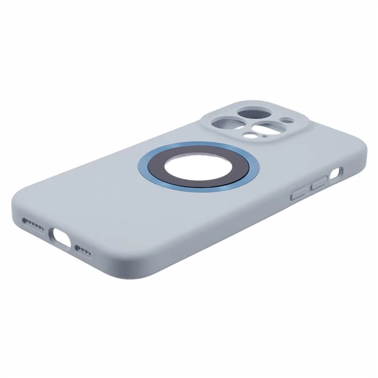 For iPhone 13 Pro Max 6.7 inch Slim Phone Case Compatible with MagSafe Silicone+PC Cover Logo View Protective Case - Blue