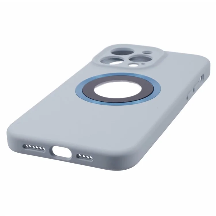 For iPhone 13 Pro Max 6.7 inch Slim Phone Case Compatible with MagSafe Silicone+PC Cover Logo View Protective Case - Blue