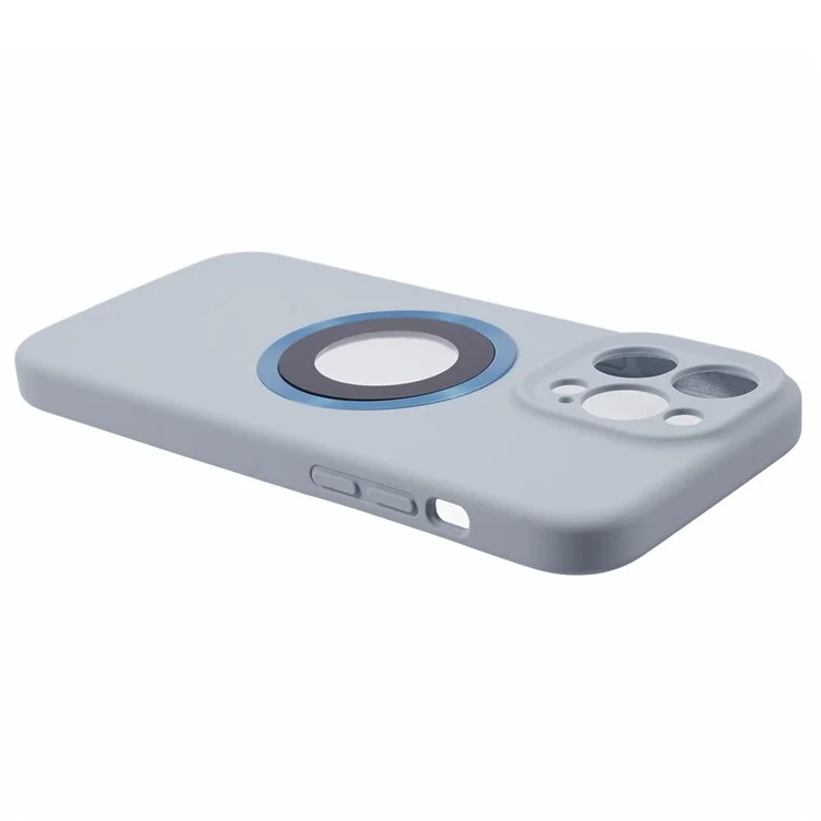 For iPhone 13 Pro Max 6.7 inch Slim Phone Case Compatible with MagSafe Silicone+PC Cover Logo View Protective Case - Blue