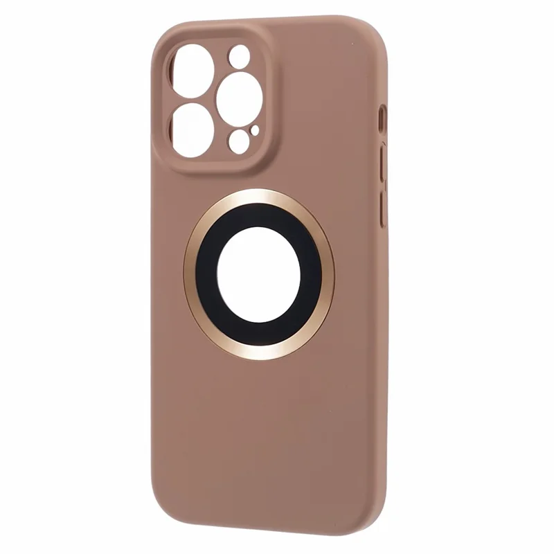 Protective Case for iPhone 15 Pro Max Anti-Drop Phone Cover Logo View Silicone+PC Case Compatible with MagSafe - Khaki