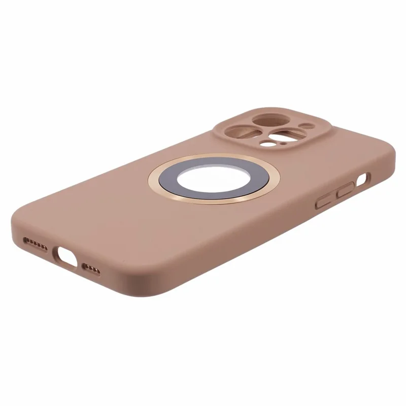Protective Case for iPhone 15 Pro Max Anti-Drop Phone Cover Logo View Silicone+PC Case Compatible with MagSafe - Khaki