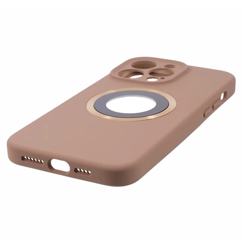 Protective Case for iPhone 15 Pro Max Anti-Drop Phone Cover Logo View Silicone+PC Case Compatible with MagSafe - Khaki