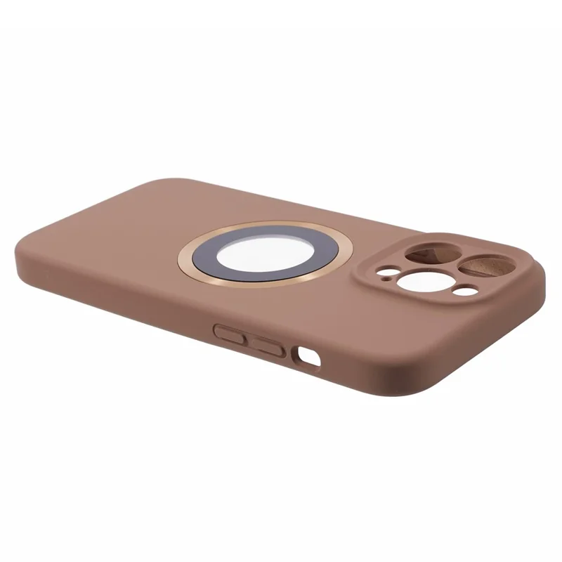 Protective Case for iPhone 15 Pro Max Anti-Drop Phone Cover Logo View Silicone+PC Case Compatible with MagSafe - Khaki