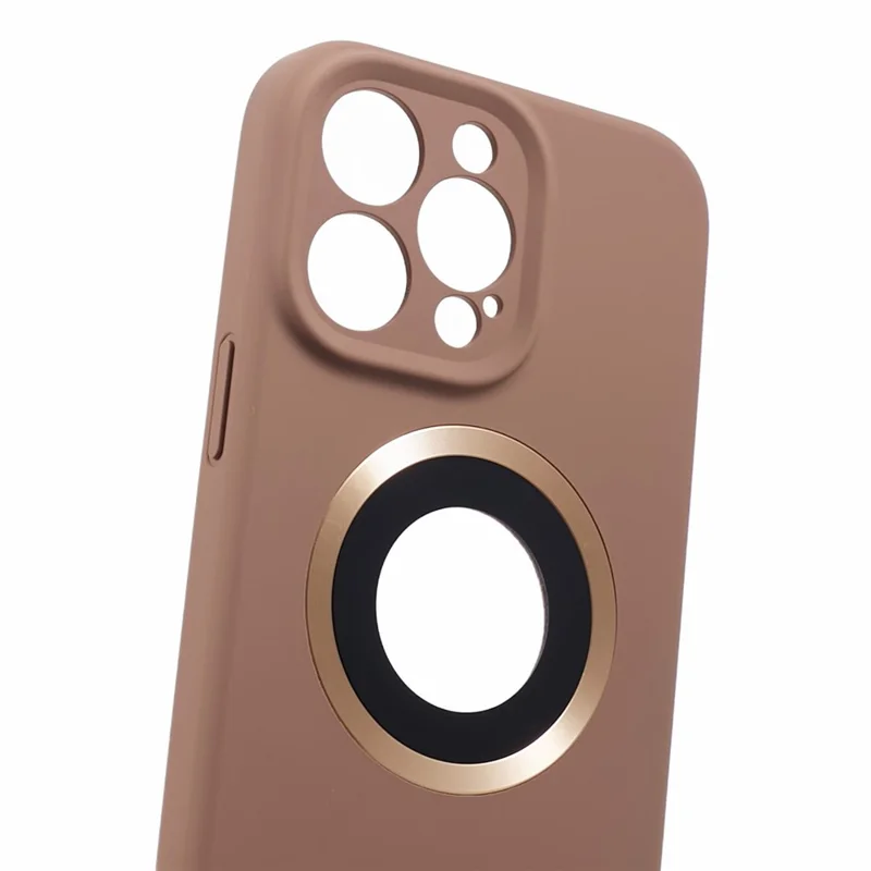 Protective Case for iPhone 15 Pro Max Anti-Drop Phone Cover Logo View Silicone+PC Case Compatible with MagSafe - Khaki