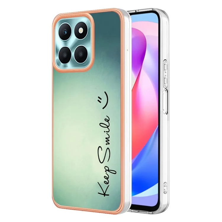 YB IMD Series-19 Style D For Honor X6a 4G Pattern Electroplated Design Case IMD 2.0mm TPU Phone Cover - Keep Smile