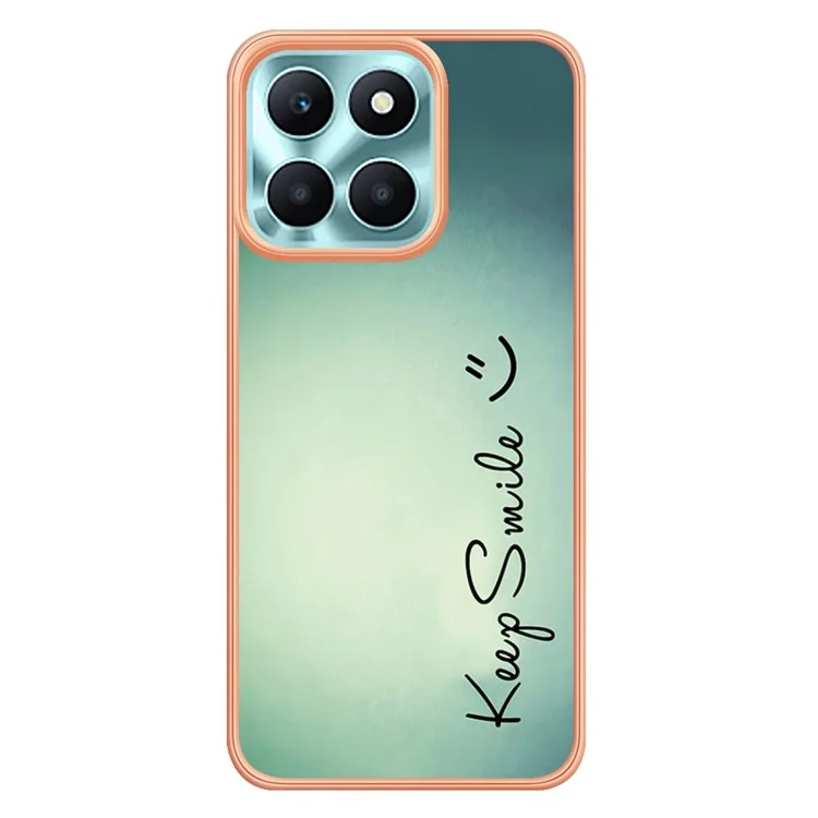 YB IMD Series-19 Style D For Honor X6a 4G Pattern Electroplated Design Case IMD 2.0mm TPU Phone Cover - Keep Smile