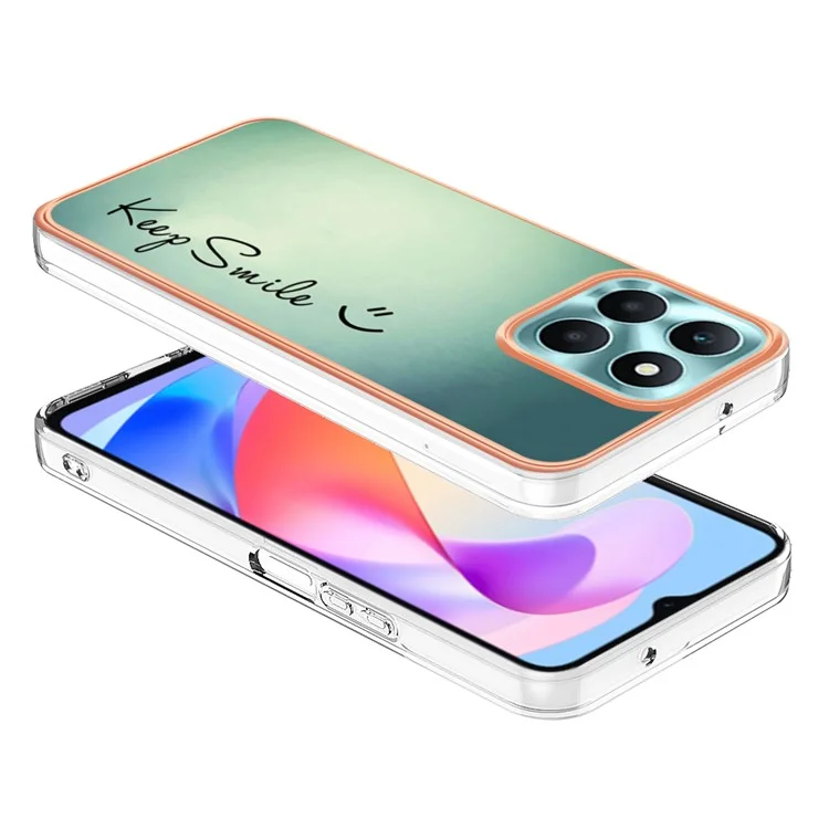 YB IMD Series-19 Style D For Honor X6a 4G Pattern Electroplated Design Case IMD 2.0mm TPU Phone Cover - Keep Smile