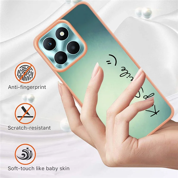 YB IMD Series-19 Style D For Honor X6a 4G Pattern Electroplated Design Case IMD 2.0mm TPU Phone Cover - Keep Smile