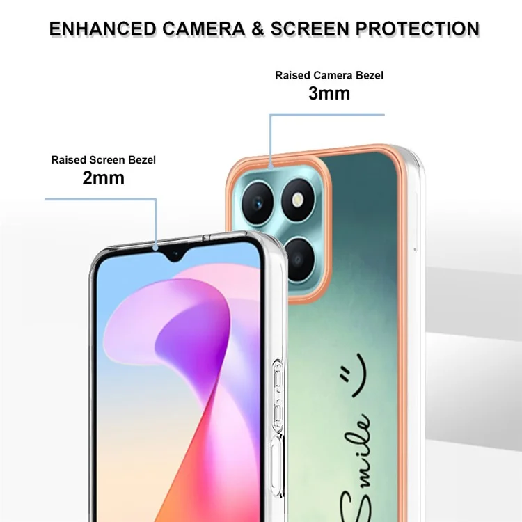 YB IMD Series-19 Style D For Honor X6a 4G Pattern Electroplated Design Case IMD 2.0mm TPU Phone Cover - Keep Smile