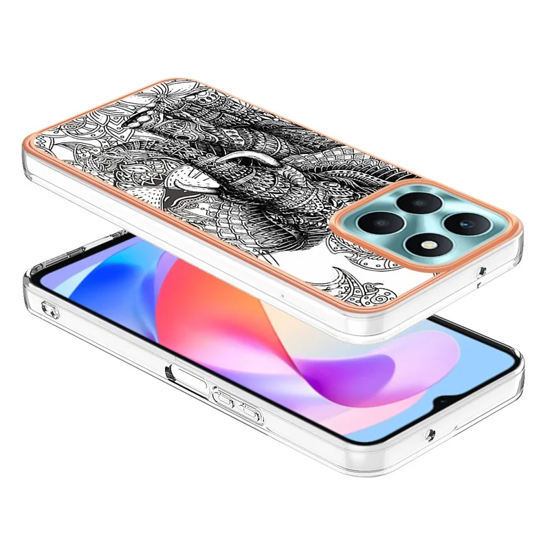 YB IMD Series-19 Style D For Honor X6a 4G Pattern Electroplated Design Case IMD 2.0mm TPU Phone Cover - Totem Elephant
