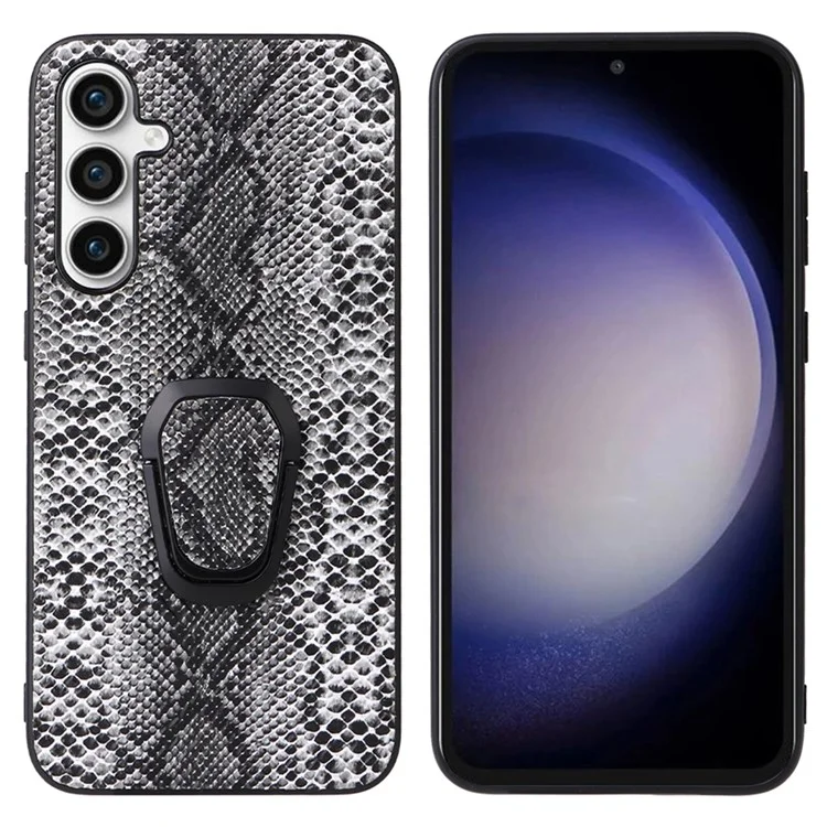 For Samsung Galaxy S23 FE PU Leather+TPU+PC Phone Cover Kickstand Cell Phone Back Case - Snake Texture