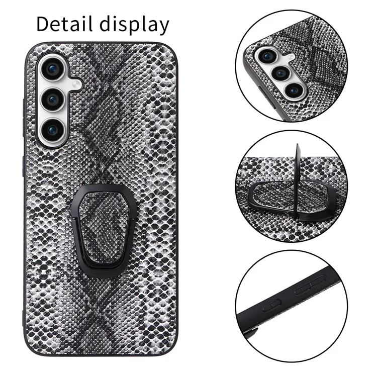 For Samsung Galaxy S23 FE PU Leather+TPU+PC Phone Cover Kickstand Cell Phone Back Case - Snake Texture