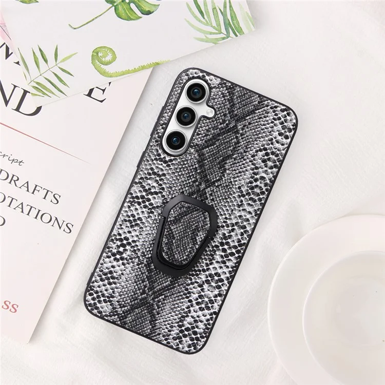 For Samsung Galaxy S23 FE PU Leather+TPU+PC Phone Cover Kickstand Cell Phone Back Case - Snake Texture