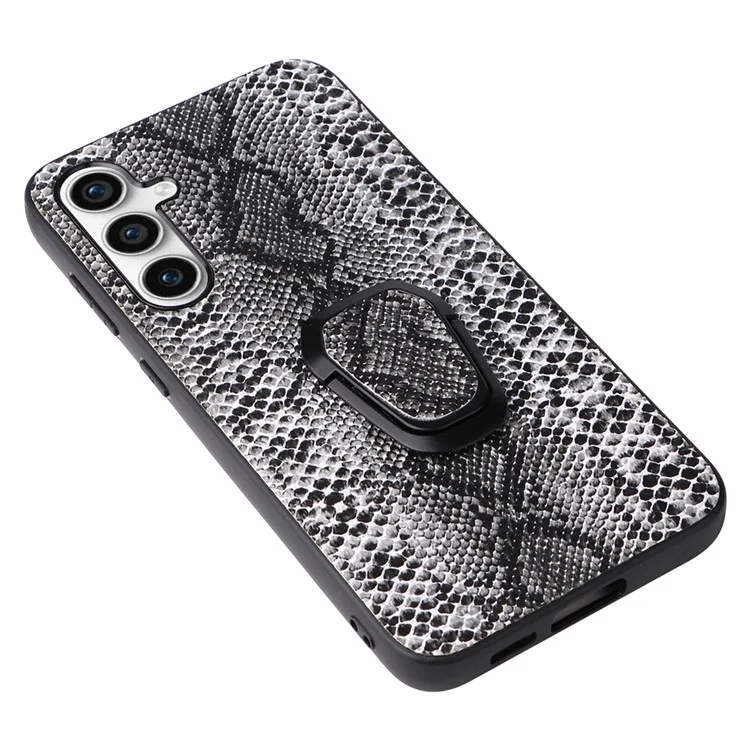 For Samsung Galaxy S23 FE PU Leather+TPU+PC Phone Cover Kickstand Cell Phone Back Case - Snake Texture
