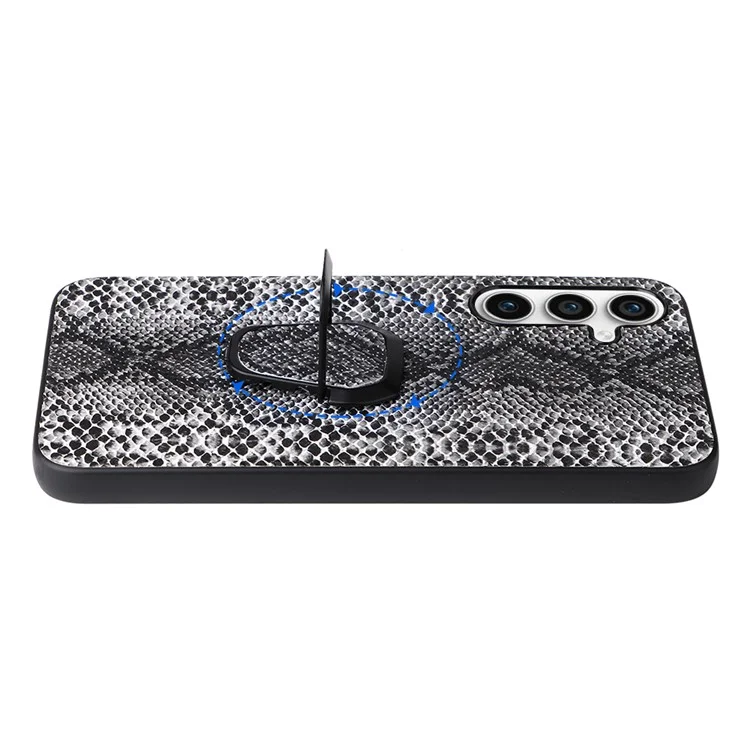 For Samsung Galaxy S23 FE PU Leather+TPU+PC Phone Cover Kickstand Cell Phone Back Case - Snake Texture