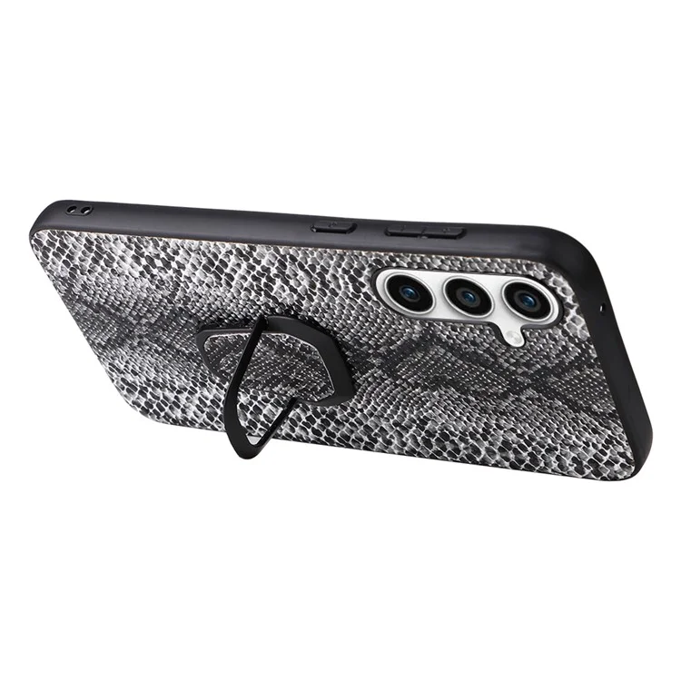 For Samsung Galaxy S23 FE PU Leather+TPU+PC Phone Cover Kickstand Cell Phone Back Case - Snake Texture
