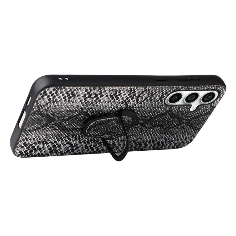 For Samsung Galaxy S23 FE PU Leather+TPU+PC Phone Cover Kickstand Cell Phone Back Case - Snake Texture