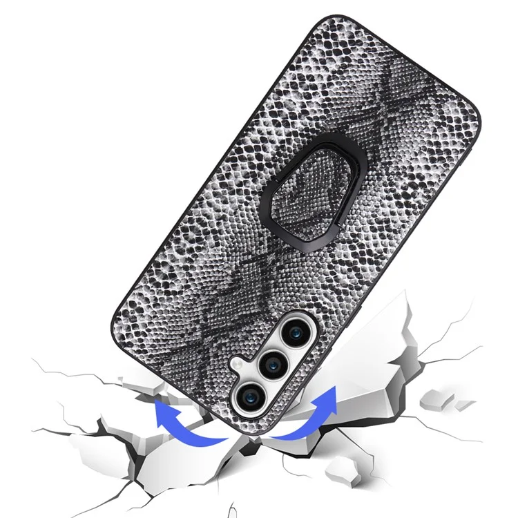 For Samsung Galaxy S23 FE PU Leather+TPU+PC Phone Cover Kickstand Cell Phone Back Case - Snake Texture
