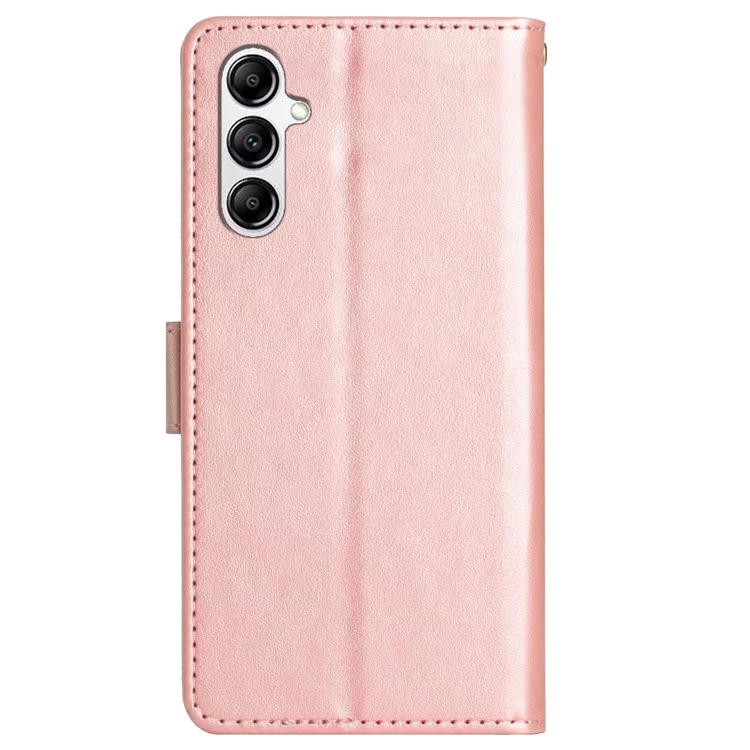 Per Samsung Galaxy S23 FE Butterfly Imprint Leather Wallet Shell Anti-fall Stand Phone Case - Rose Gold