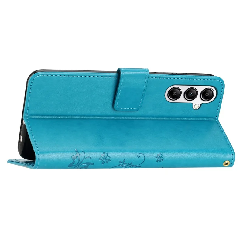 For Samsung Galaxy S23 FE Butterfly Imprint Leather Wallet Shell Anti-fall Stand Phone Case - Blue