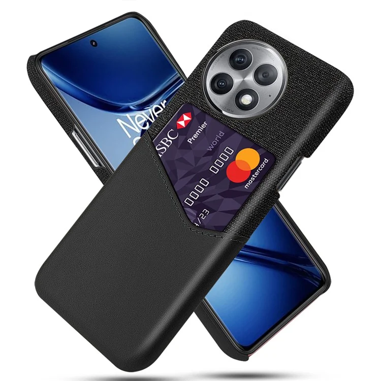 For OnePlus Ace 2 Pro 5G Phone Cover Anti-Scratch Cloth+PU+PC Protective Phone Case with Card Slot - Black