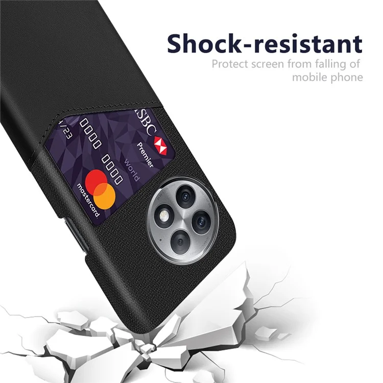 For OnePlus Ace 2 Pro 5G Phone Cover Anti-Scratch Cloth+PU+PC Protective Phone Case with Card Slot - Black