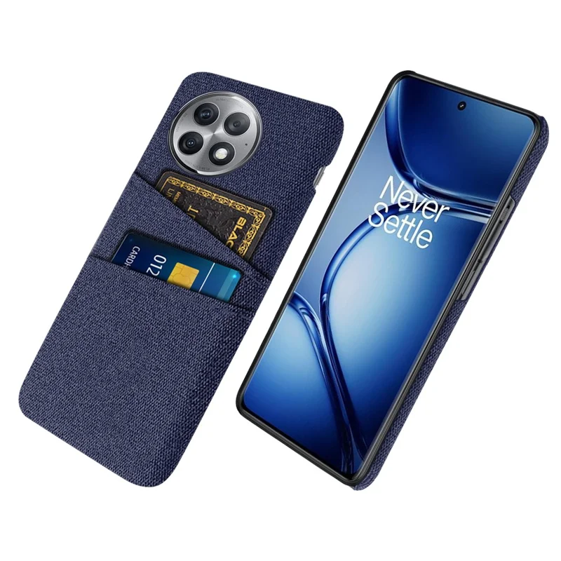Coque de protection pour OnePlus Ace 2 Pro 5G, étui de téléphone en PC antichoc et en tissu avec deux fentes pour cartes - bleu