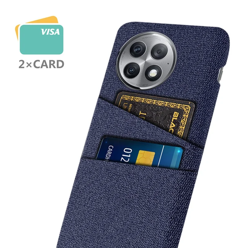 Coque de protection pour OnePlus Ace 2 Pro 5G, étui de téléphone en PC antichoc et en tissu avec deux fentes pour cartes - bleu