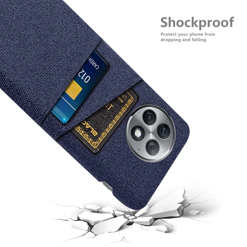 Coque de protection pour OnePlus Ace 2 Pro 5G, étui de téléphone en PC antichoc et en tissu avec deux fentes pour cartes - bleu