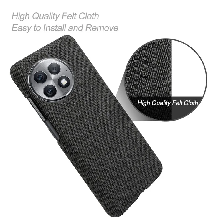 For OnePlus Ace 2 Pro 5G Slim-Fit Cloth+Hard PC Mobile Phone Cover Anti-scratch Cell Phone Case - Black