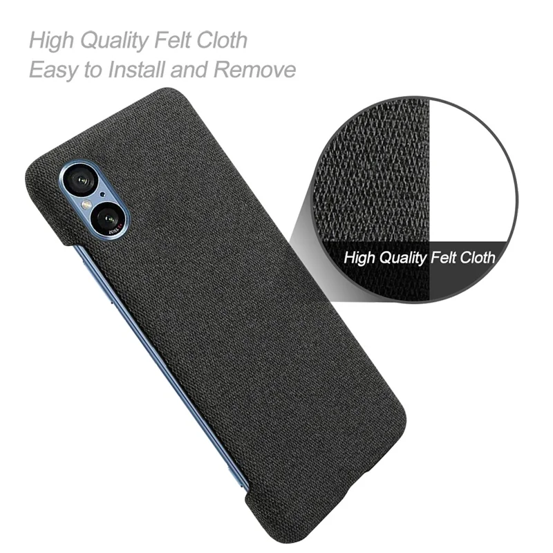 Funda Protectora para Sony Xperia 5 V, Funda de Teléfono Móvil Anticaralcaduras de Tela+Carcasa de PC - Negro