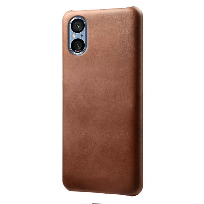 For Sony Xperia 5 V PU Leather + PC Phone Case Anti-Scratch Calf Texture Phone Cover - Brown