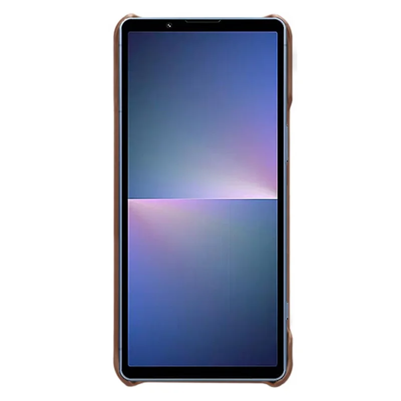 For Sony Xperia 5 V PU Leather + PC Phone Case Anti-Scratch Calf Texture Phone Cover - Brown