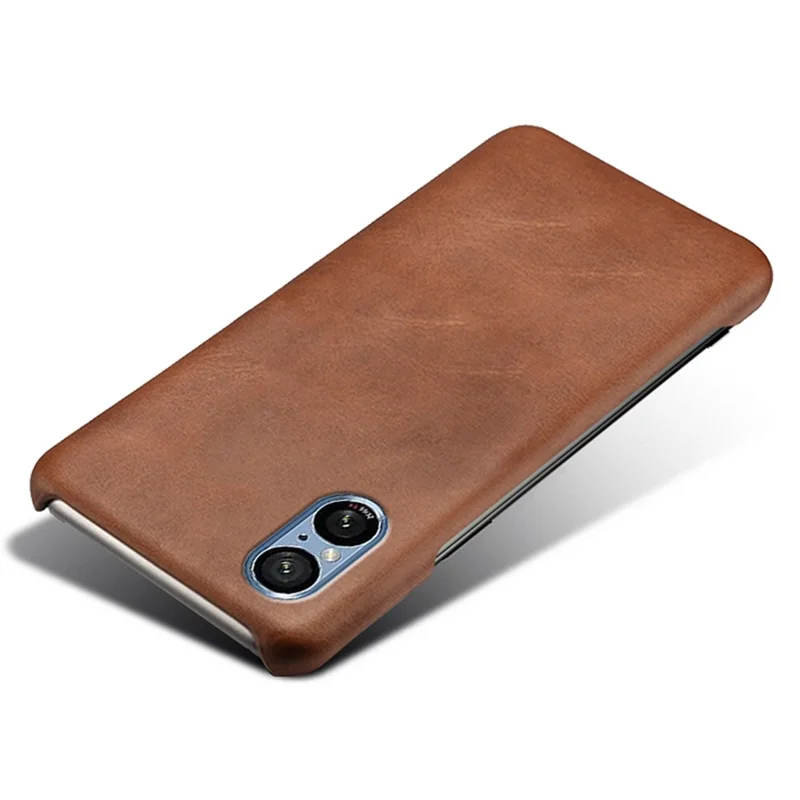 For Sony Xperia 5 V PU Leather + PC Phone Case Anti-Scratch Calf Texture Phone Cover - Brown