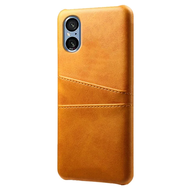 For Sony Xperia 5 V PU Leather + PC Phone Case Anti-Scratch Dual Card Slots Cell Phone Cover - Orange