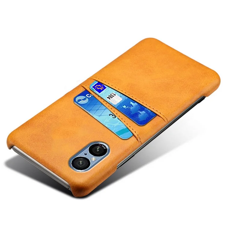 For Sony Xperia 5 V PU Leather + PC Phone Case Anti-Scratch Dual Card Slots Cell Phone Cover - Orange