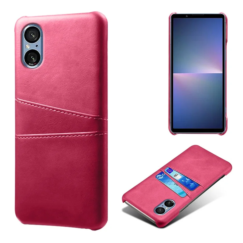 For Sony Xperia 5 V PU Leather + PC Phone Case Anti-Scratch Dual Card Slots Cell Phone Cover - Rose