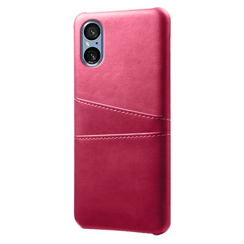 For Sony Xperia 5 V PU Leather + PC Phone Case Anti-Scratch Dual Card Slots Cell Phone Cover - Rose