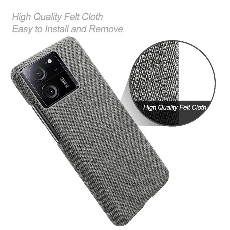 Custodia per telefono aderente per Xiaomi Redmi K60 Ultra / 13T / 13T Pro Cloth+Hard PC Protective Phone Cover Case - Grigio