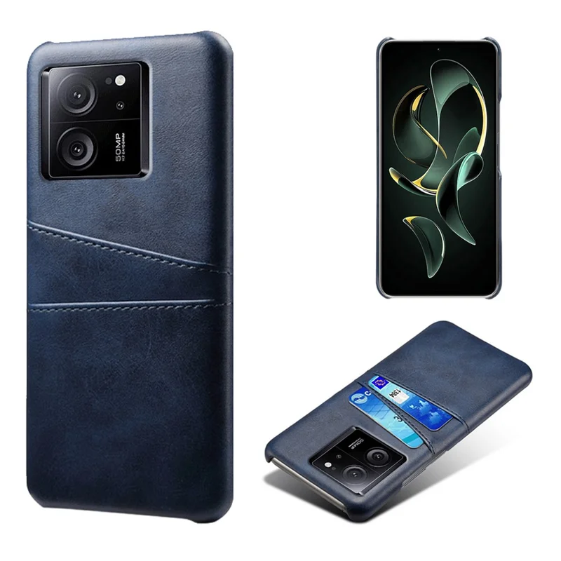 For Xiaomi Redmi K60 Ultra / 13T / 13T Pro Smartphone Cover Dual Card Slots PU Leather Coated PC Protective Case - Blue