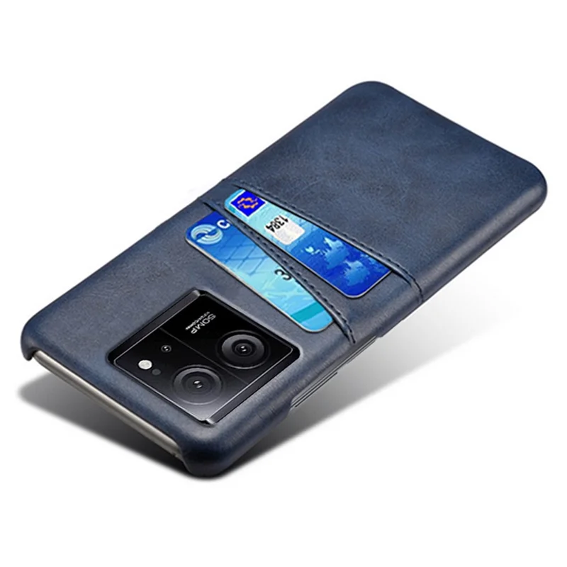 For Xiaomi Redmi K60 Ultra / 13T / 13T Pro Smartphone Cover Dual Card Slots PU Leather Coated PC Protective Case - Blue