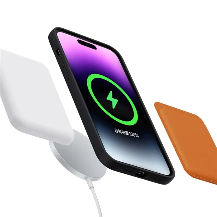 For iPhone 13 Pro Max Liquid Silicone Phone Case with Camera Lens Protector Magnetic Cover Compatible with MagSafe - Orange